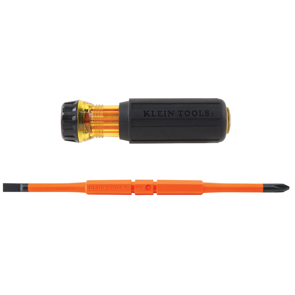 Klein Flip-Blade Insulated Screwdriver, 2-in1, Ph Bit #2, Sl Bit 1/4-Inch