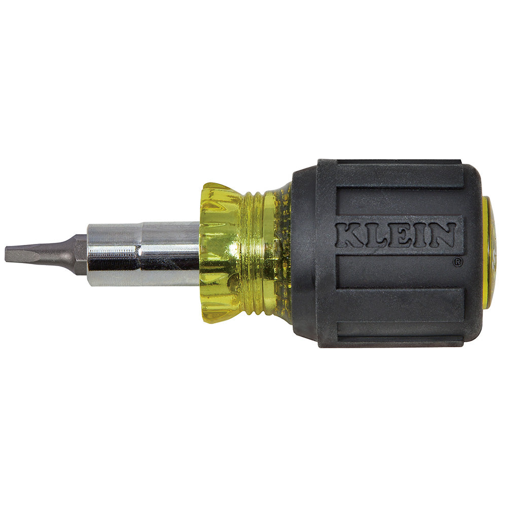 Klein Multi-Bit Screwdriver / Nut Driver, 6-in-1, Stubby, Ph, Sl, Sq Bits