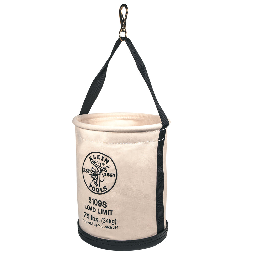 Klein Canvas Bucket, Straight Wall with Swivel Snap, 12-Inch