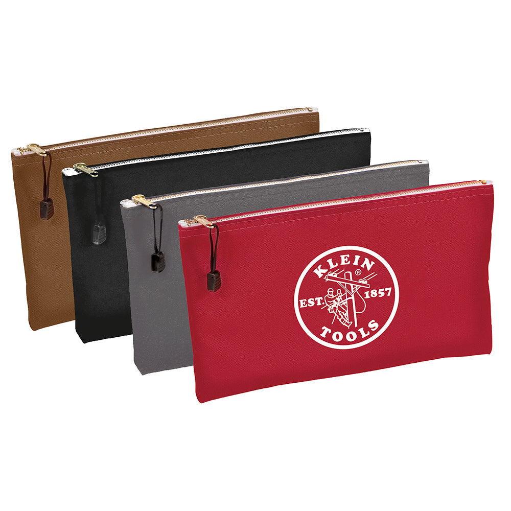 Klein Zipper Bags, Canvas Tool Pouches Brown/Black/Gray/Red, 4-Pack