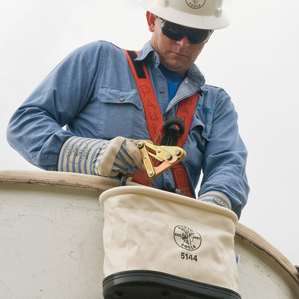 Klein Canvas Bucket, 15-Pocket Aerial Oval Bucket with Hooks