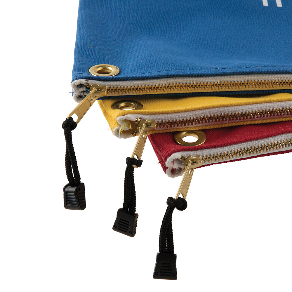 Klein Zipper Bags, Large Canvas Tool Pouches, Assorted Colors, 3-Pack