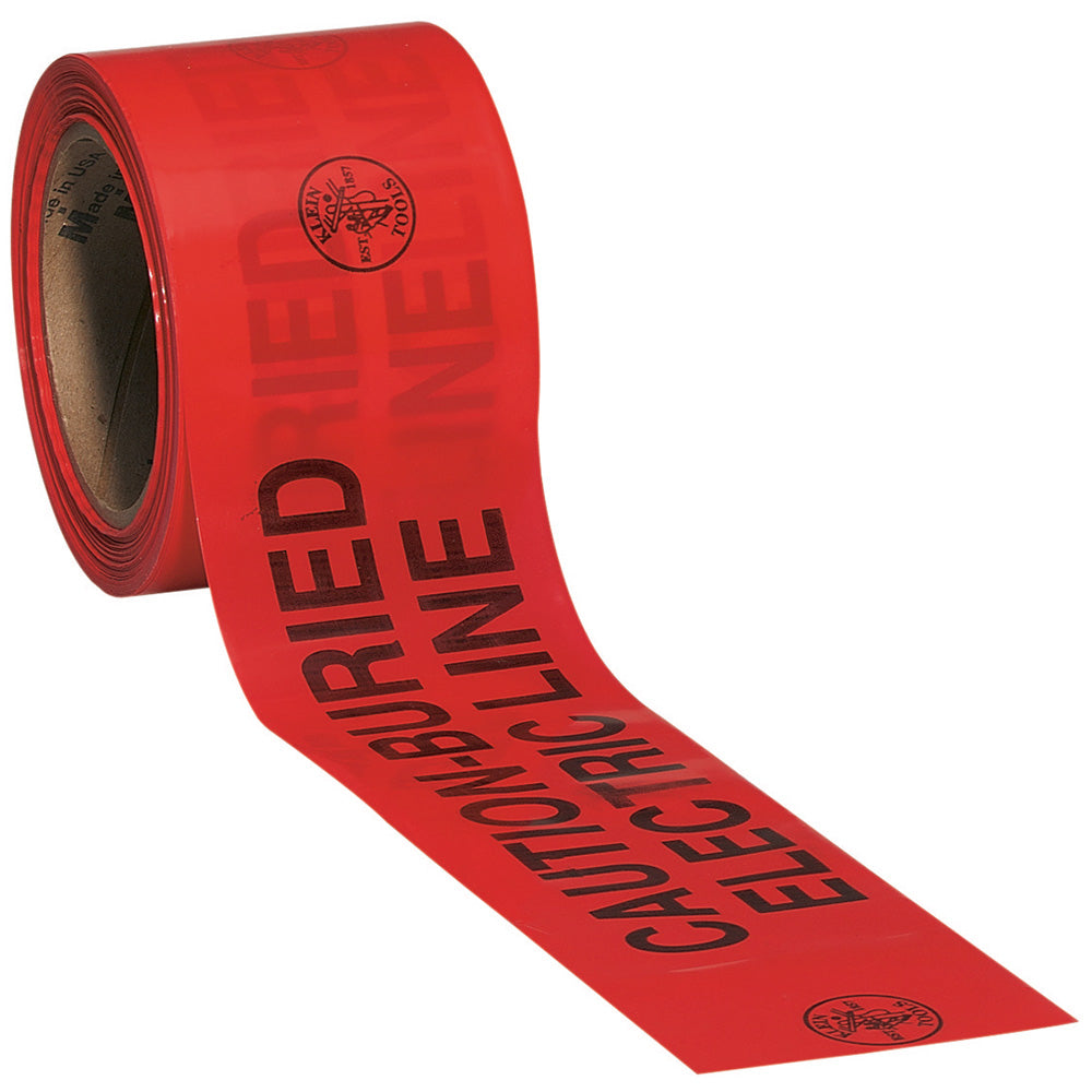 Klein Caution Tape, Barricade, CAUTION-BURIED ELECTRIC LINE, Red, 200-Foot