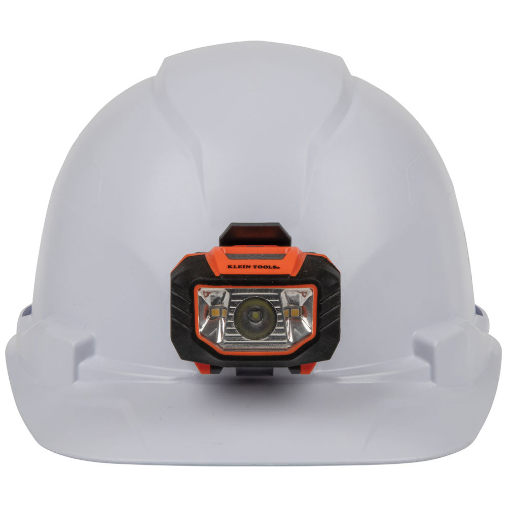 Klein Hard Hat, Non-Vented, Cap Style with Headlamp, White