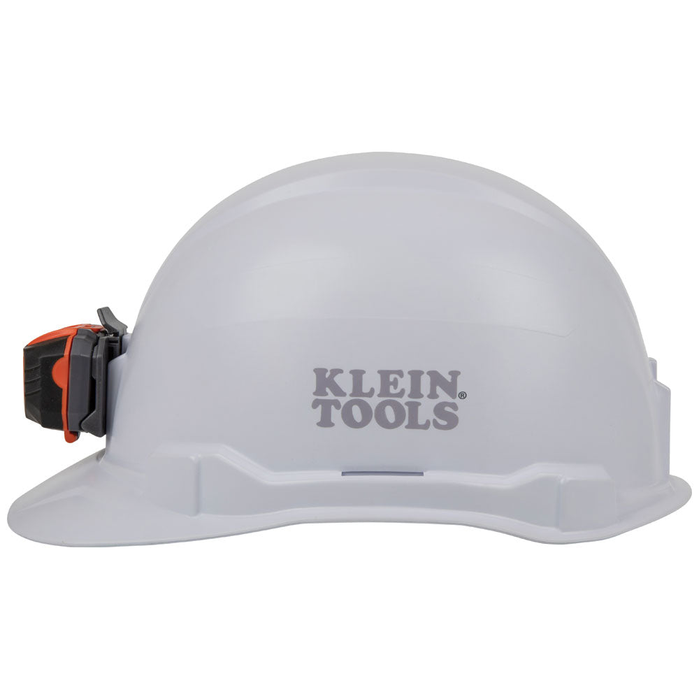 Klein Hard Hat, Non-Vented, Cap Style with Headlamp, White