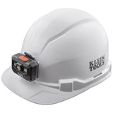 Klein Hard Hat, Non-Vented, Cap Style with Rechargeable Headlamp, White