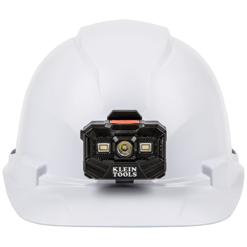 Klein Hard Hat, Non-Vented, Cap Style with Rechargeable Headlamp, White