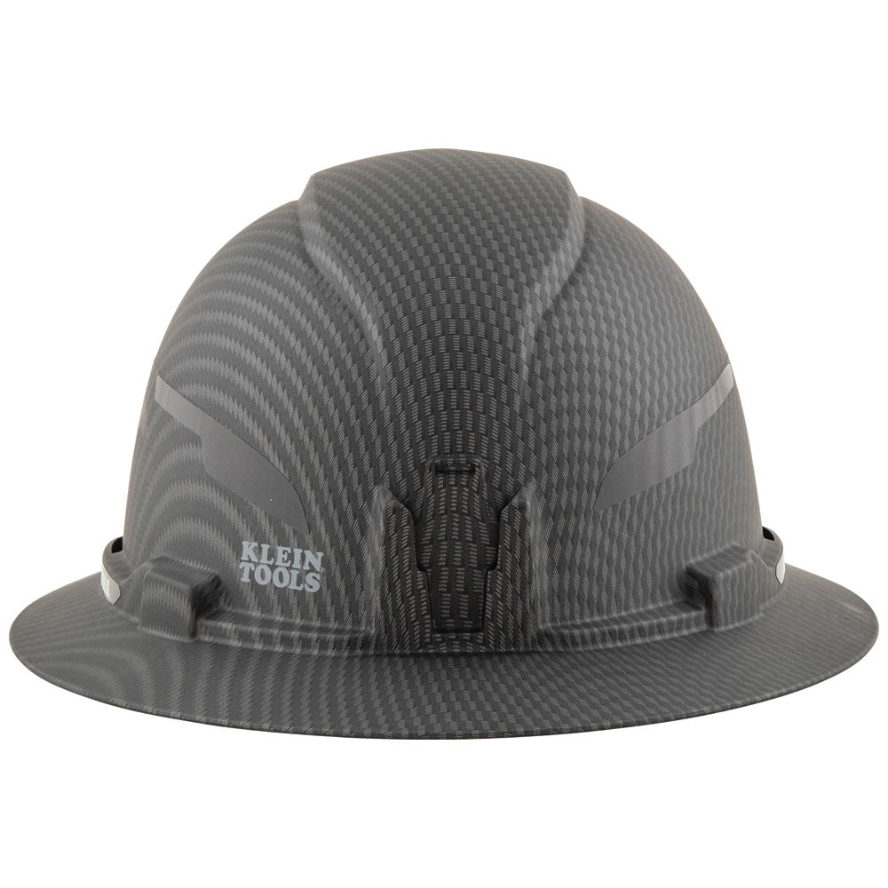 Klein Hard Hat, Premium KARBN™ Pattern, Non-Vented Full Brim, Class E, Lamp