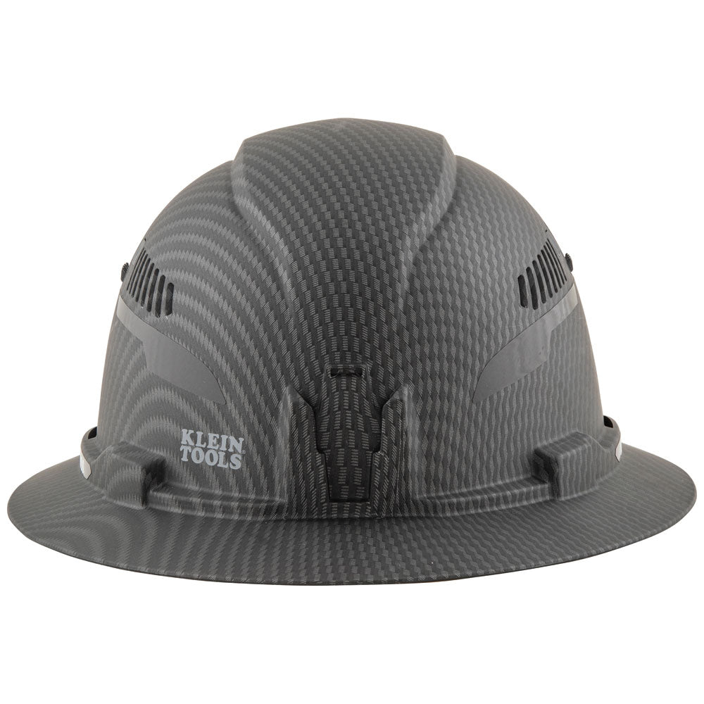 Klein Hard Hat, Premium KARBN™ Pattern, Vented Full Brim, Class C, Lamp