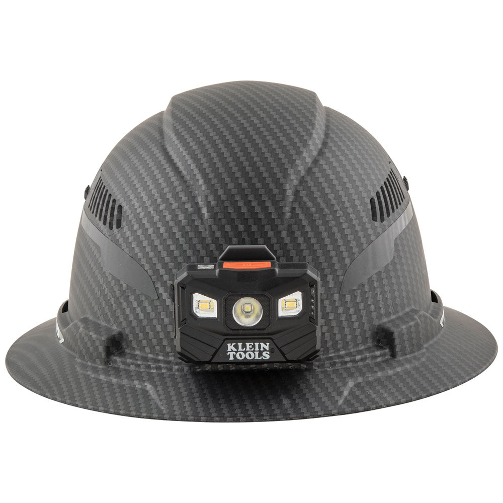 Klein Hard Hat, Premium KARBN™ Pattern, Vented Full Brim, Class C, Lamp