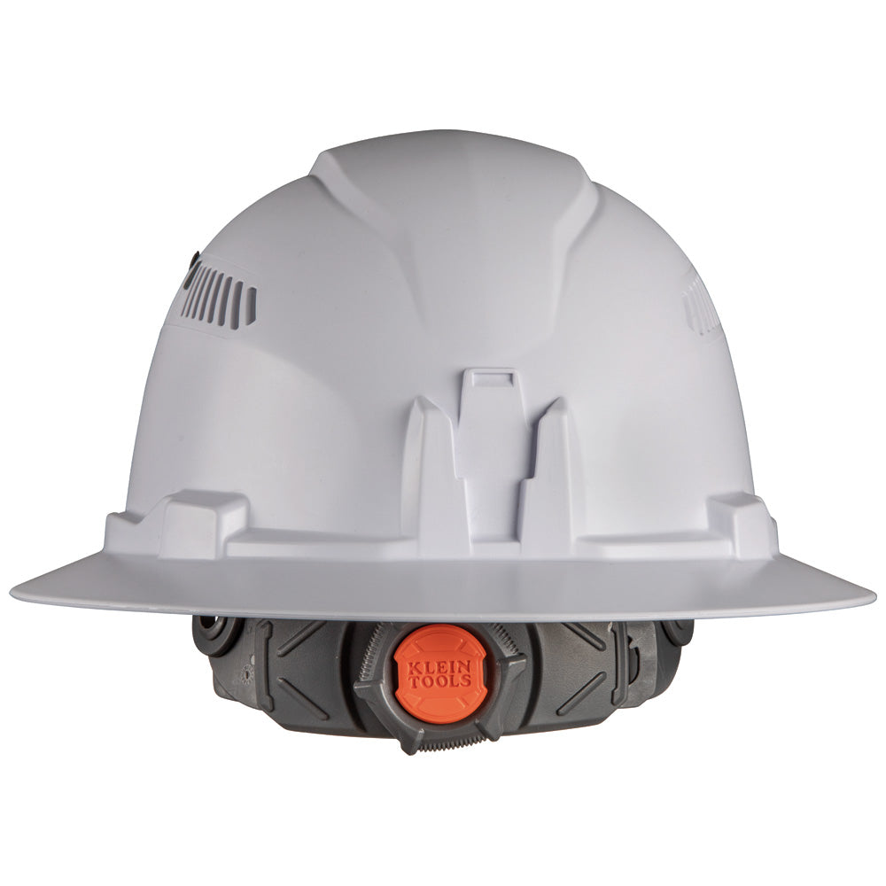 Klein Hard Hat, Vented, Full Brim with Rechargeable Headlamp, White