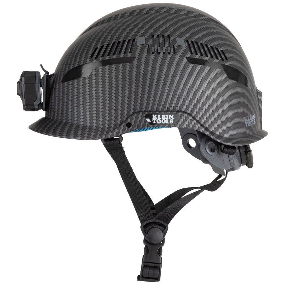 Klein Safety Helmet, Premium KARBN™ Pattern, Vented, Class C, Headlamp