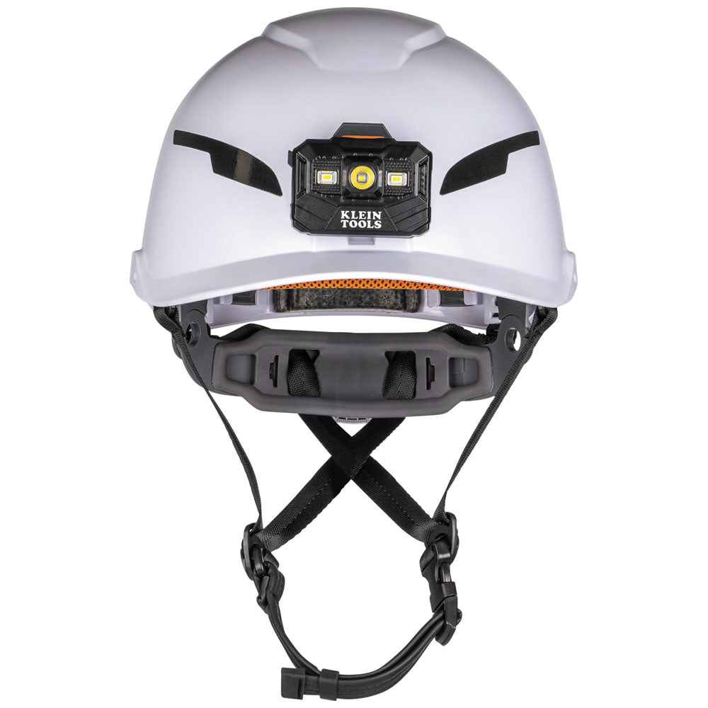 Klein Safety Helmet, Type-2, Non-Vented Class E, with Rechargeable Headlamp