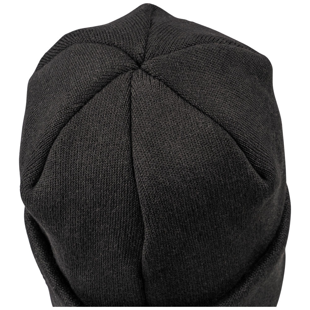 Klein Heavy Knit Hat, Black, Leather Logo