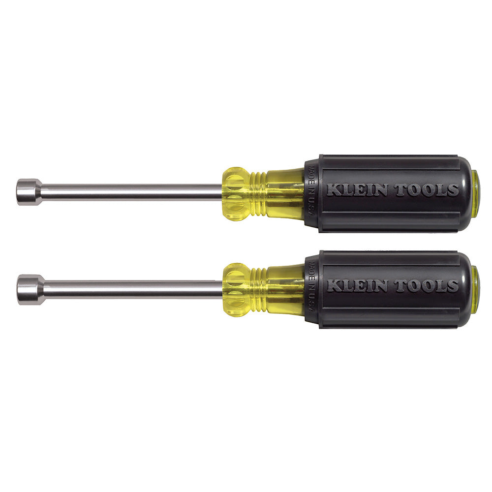 Klein Nut Driver Set, Magnetic Nut Drivers, 3-Inch Shafts, 2-Piece