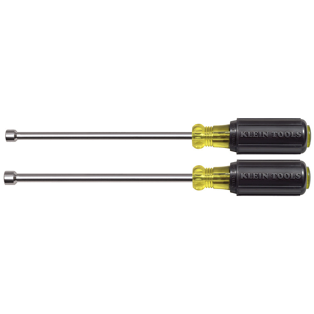 Klein Nut Driver Set, Magnetic Nut Drivers, 6-Inch Shafts, 2-Piece