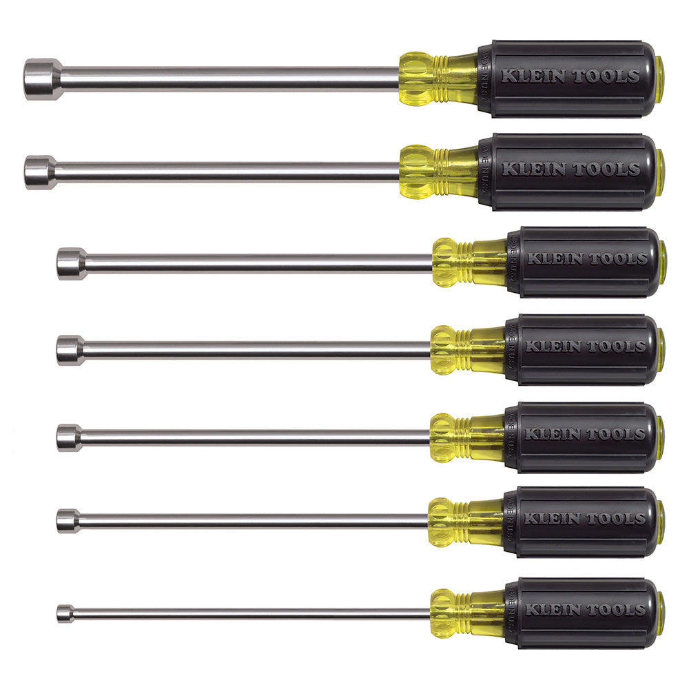 Klein Nut Driver Set, Magnetic Nut Drivers, 6-Inch Shafts, 7-Piece