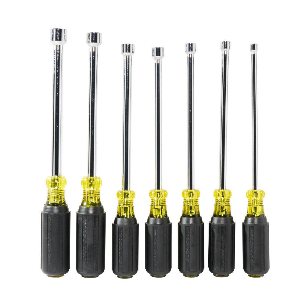 Klein Nut Driver Set, Magnetic Nut Drivers, 6-Inch Shafts, 7-Piece