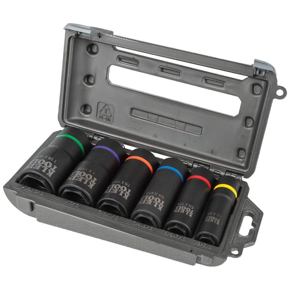 Klein 2-in-1 Impact Socket Set, 6-Point, 6-Piece