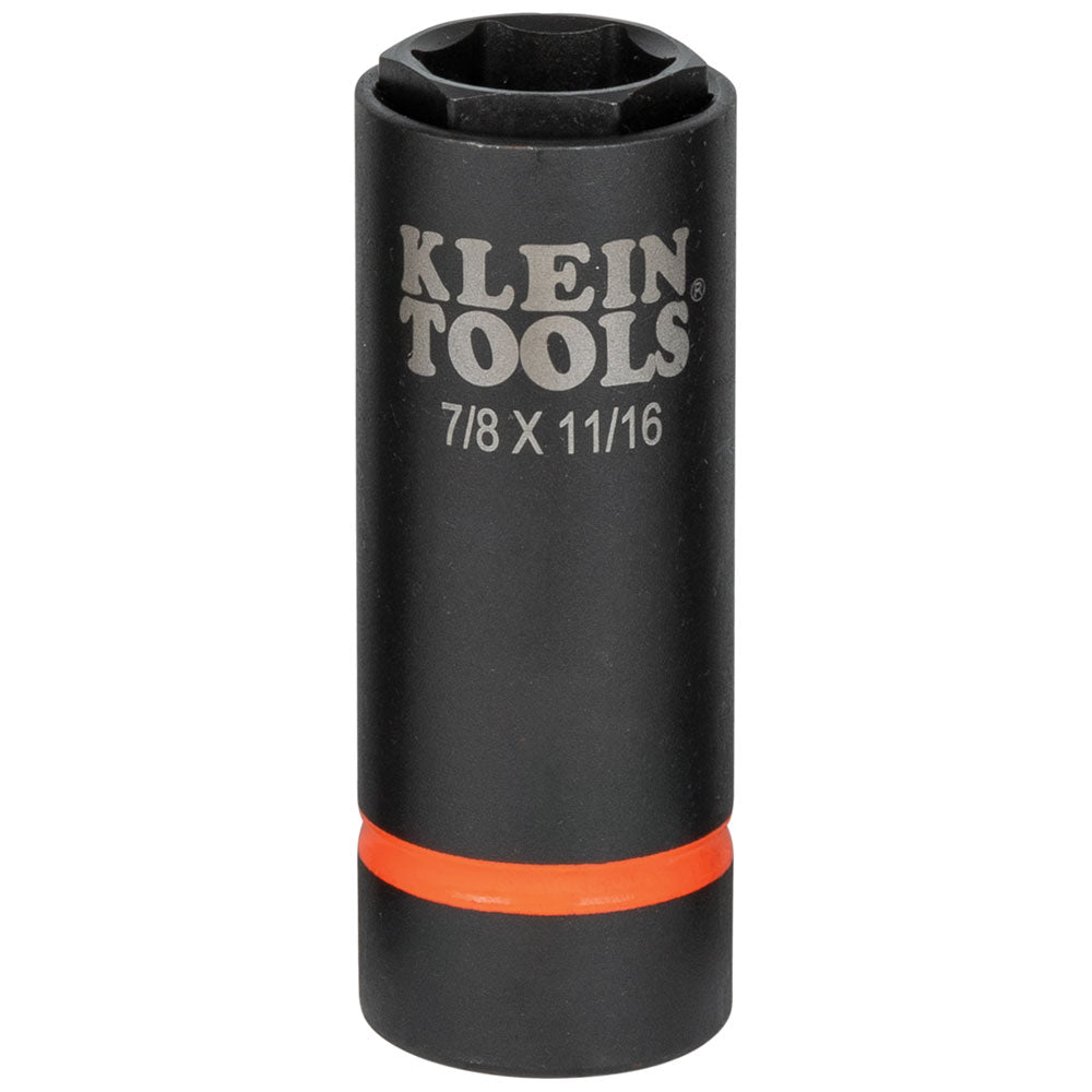 Klein 2-in-1 Impact Socket, 6-Point, 7/8 and 11/16-Inch