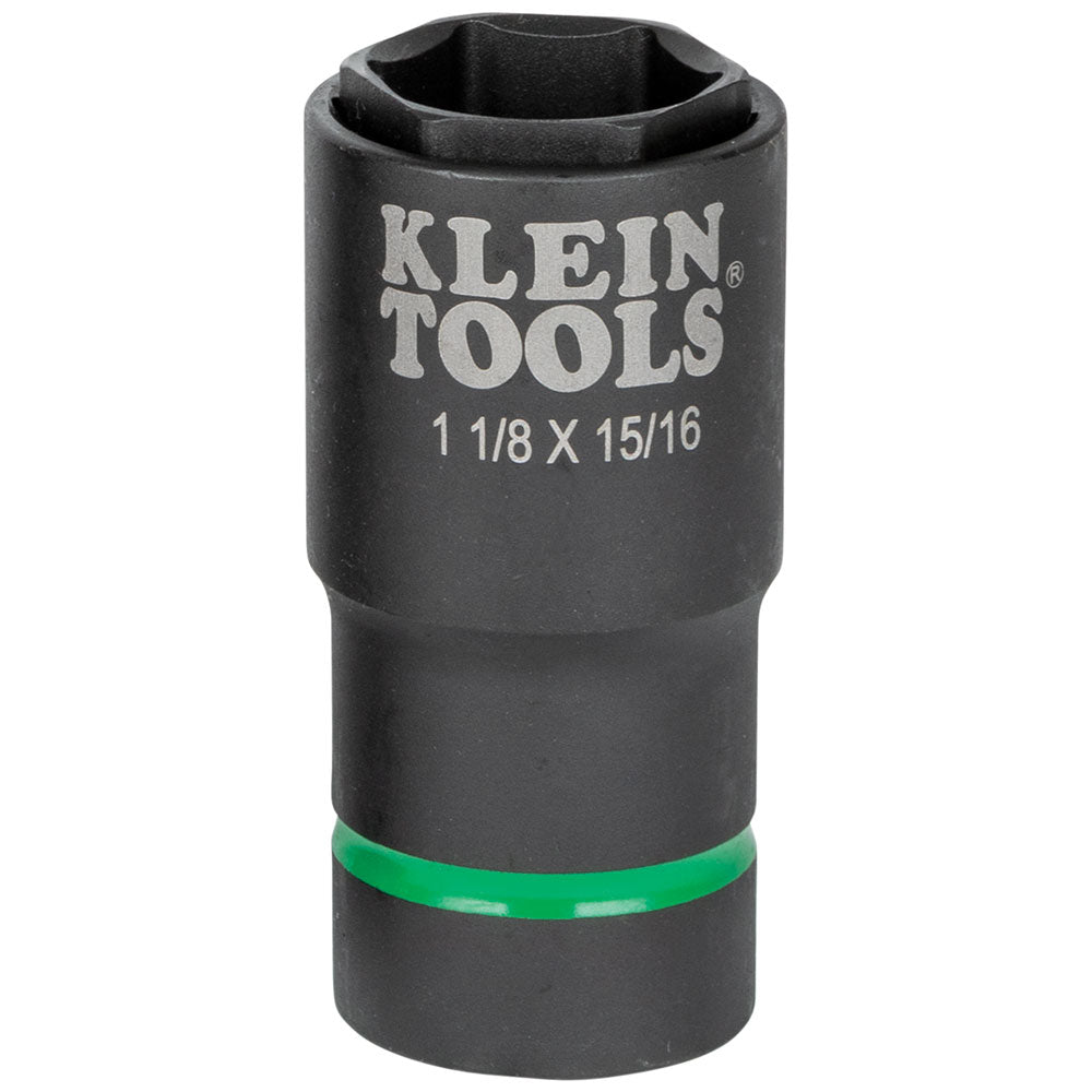 Klein 2-in-1 Impact Socket, 6-Point, 1-1/8 and 15/16-Inch