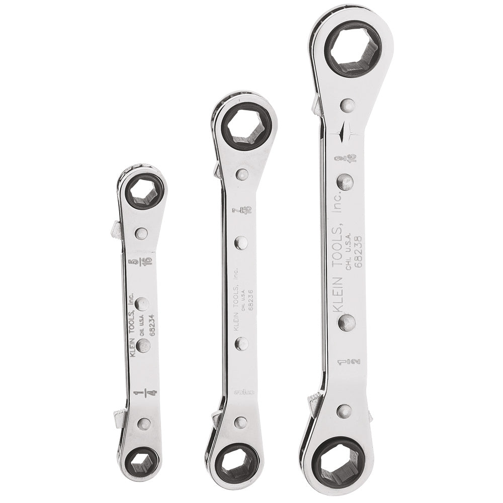 Klein Reversible Ratcheting Box Wrench Set, 3-Piece