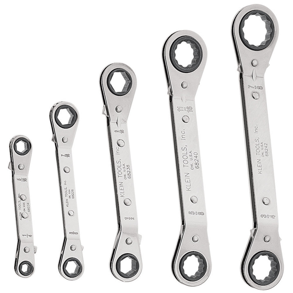 Klein Reversible Ratcheting Box Wrench Set, 5-Piece