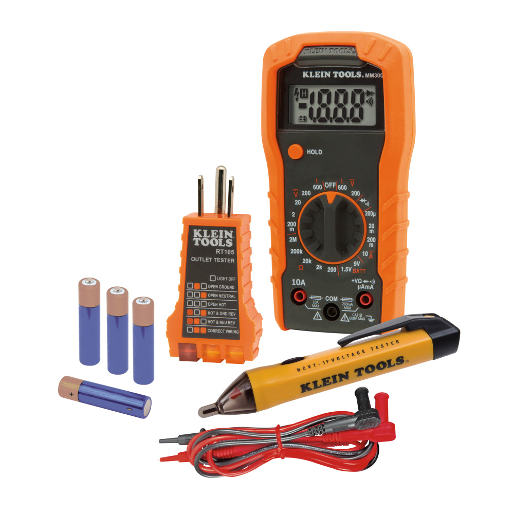 Klein Test Kit with Multimeter, Non-Contact Volt Tester, Receptacle Tester