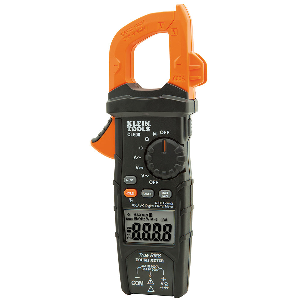 Klein Digital Clamp Meter, True RMS, AC Auto-Ranging, 600 Amps