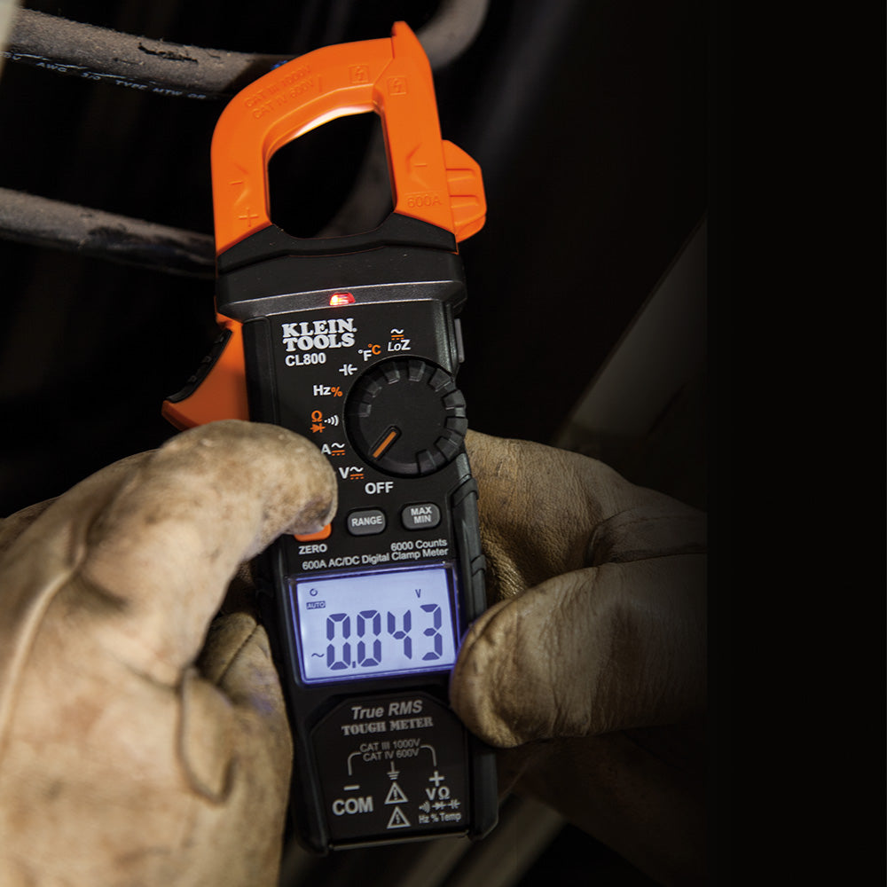 Klein Digital Clamp Meter, AC Auto-Range TRMS, Low Impedance (LoZ), Auto Off