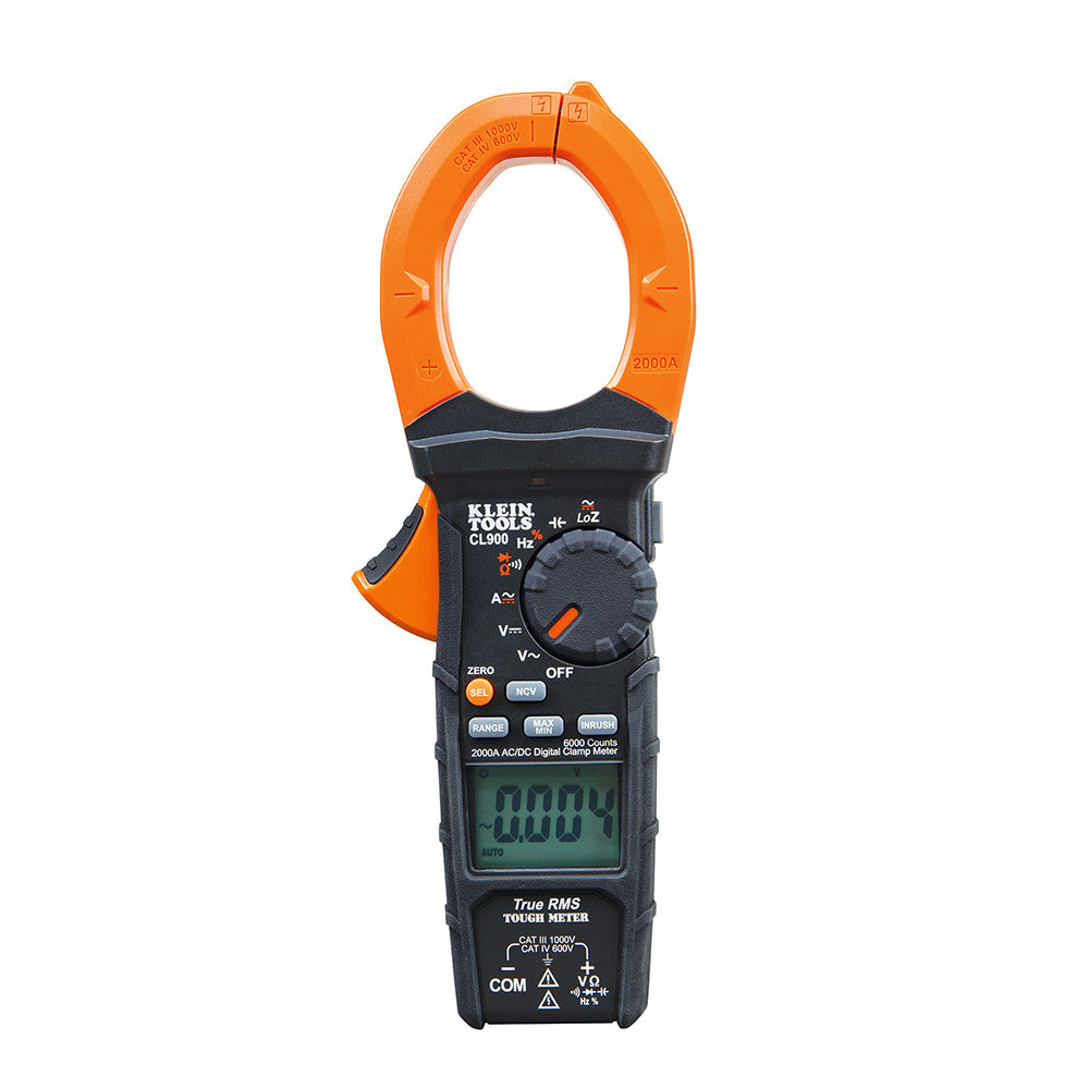 Klein Digital Clamp Meter, AC Auto-Range TRMS, Low Impedance (LoZ), 2000 Amp