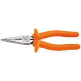 Klein Insulated Long Nose Pliers, Side-Cutting/Stripping