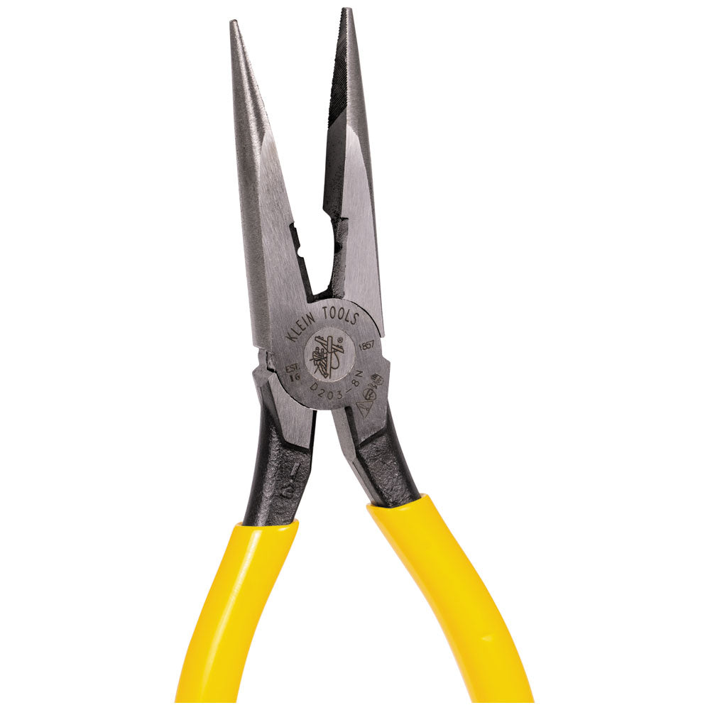 Klein Pliers, Needle Nose Side Cutters with Stripping, 8-Inch