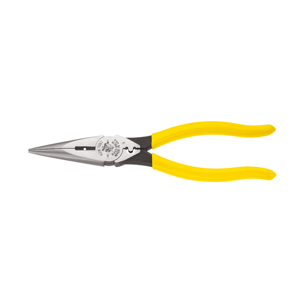 Klein Pliers, Needle Nose Side Cutters with Stripping and Crimping, 8-Inch