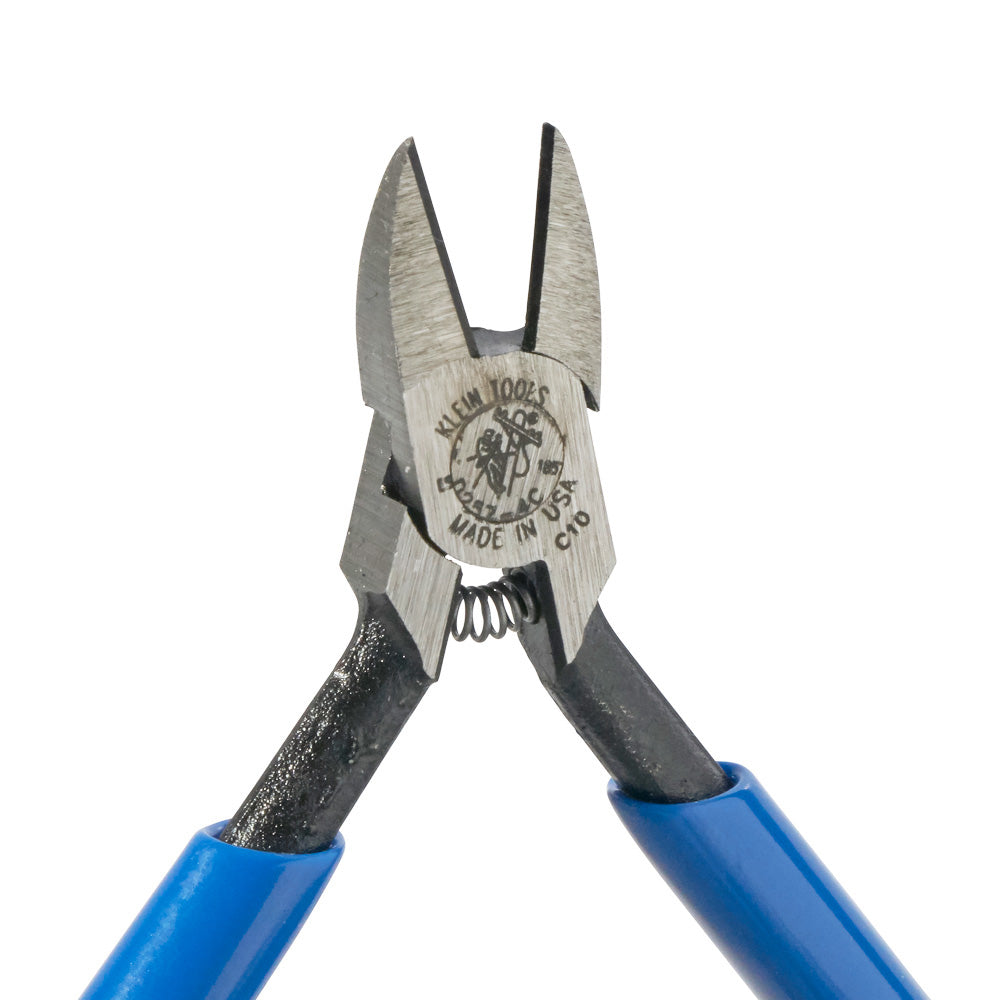 Klein Diagonal Cutting Pliers, Electronics, Tapered Nose, Spring, 4-Inch