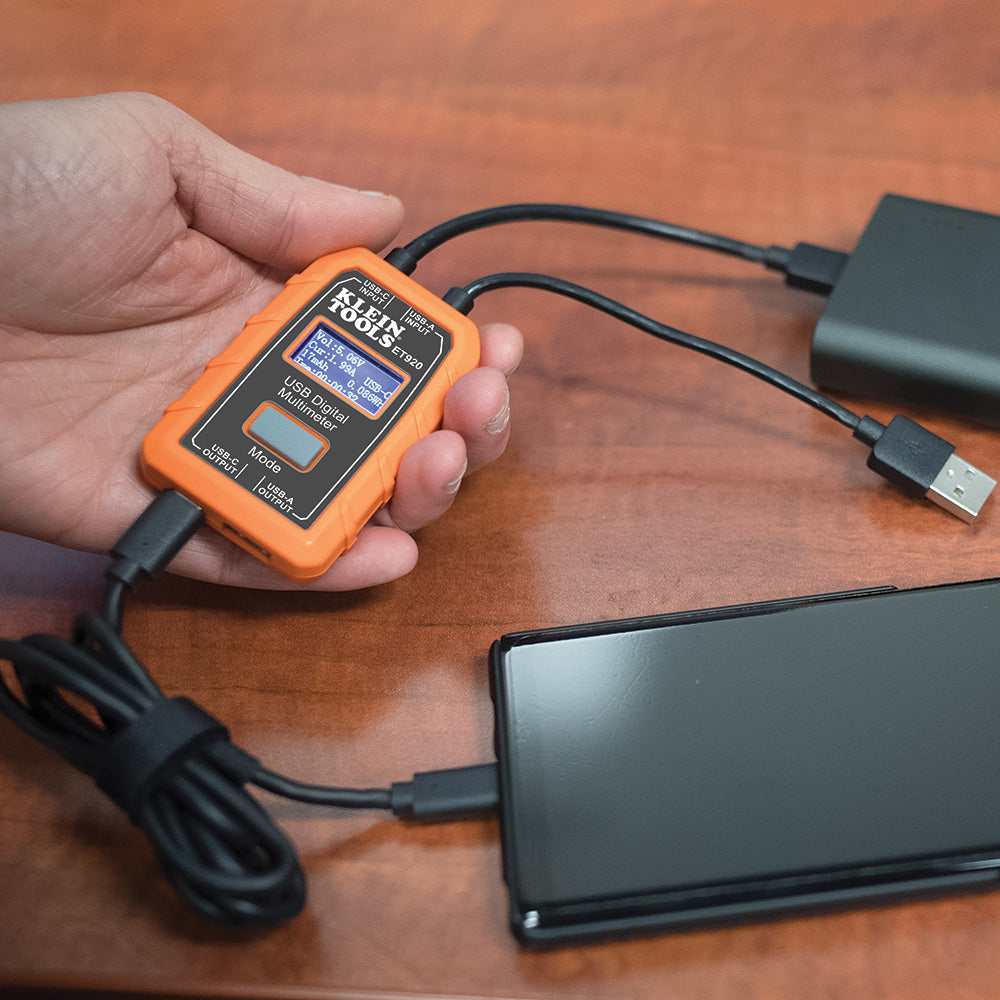 Klein USB Digital Meter, USB-A and USB-C