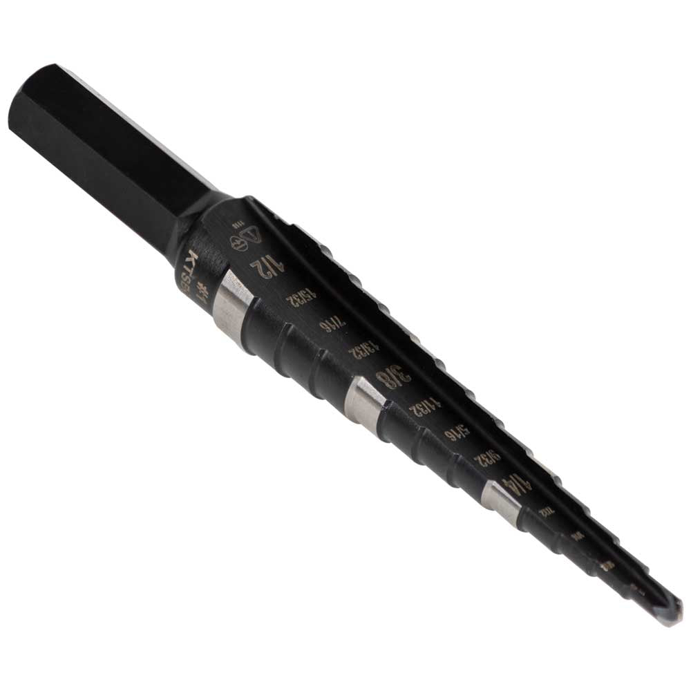 Klein 13-Step Drill Bit, Double-Fluted, 1/8-Inch to 1/2-Inch