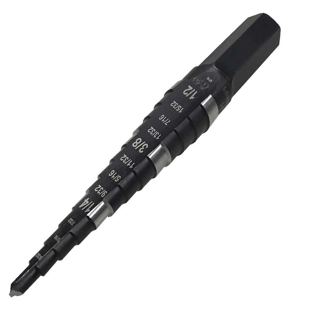 Klein 13-Step Drill Bit, Double-Fluted, 1/8-Inch to 1/2-Inch