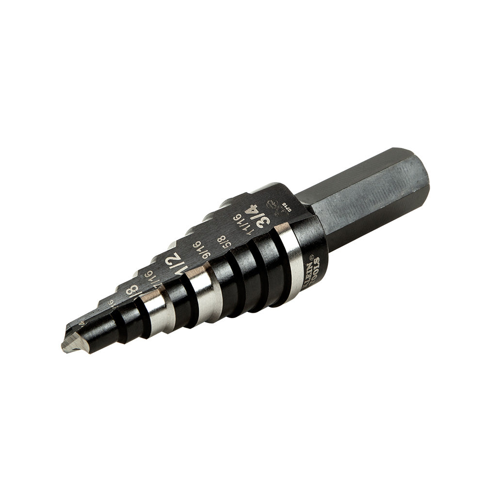 Klein 9-Step Drill Bit, Double-Fluted, 1/4-Inch to 3/4-Inch