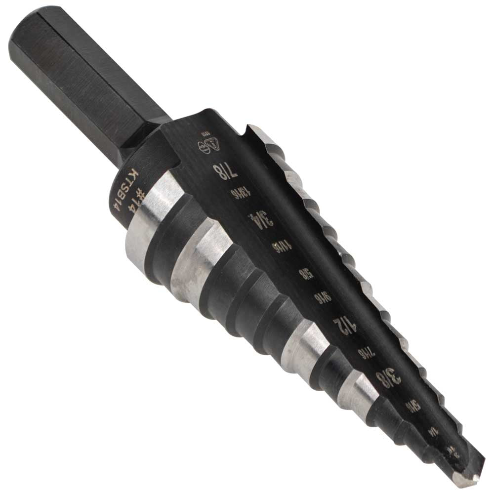 Klein 12-Step Drill Bit, Double-Fluted, 3/16-Inch to 7/8-Inch