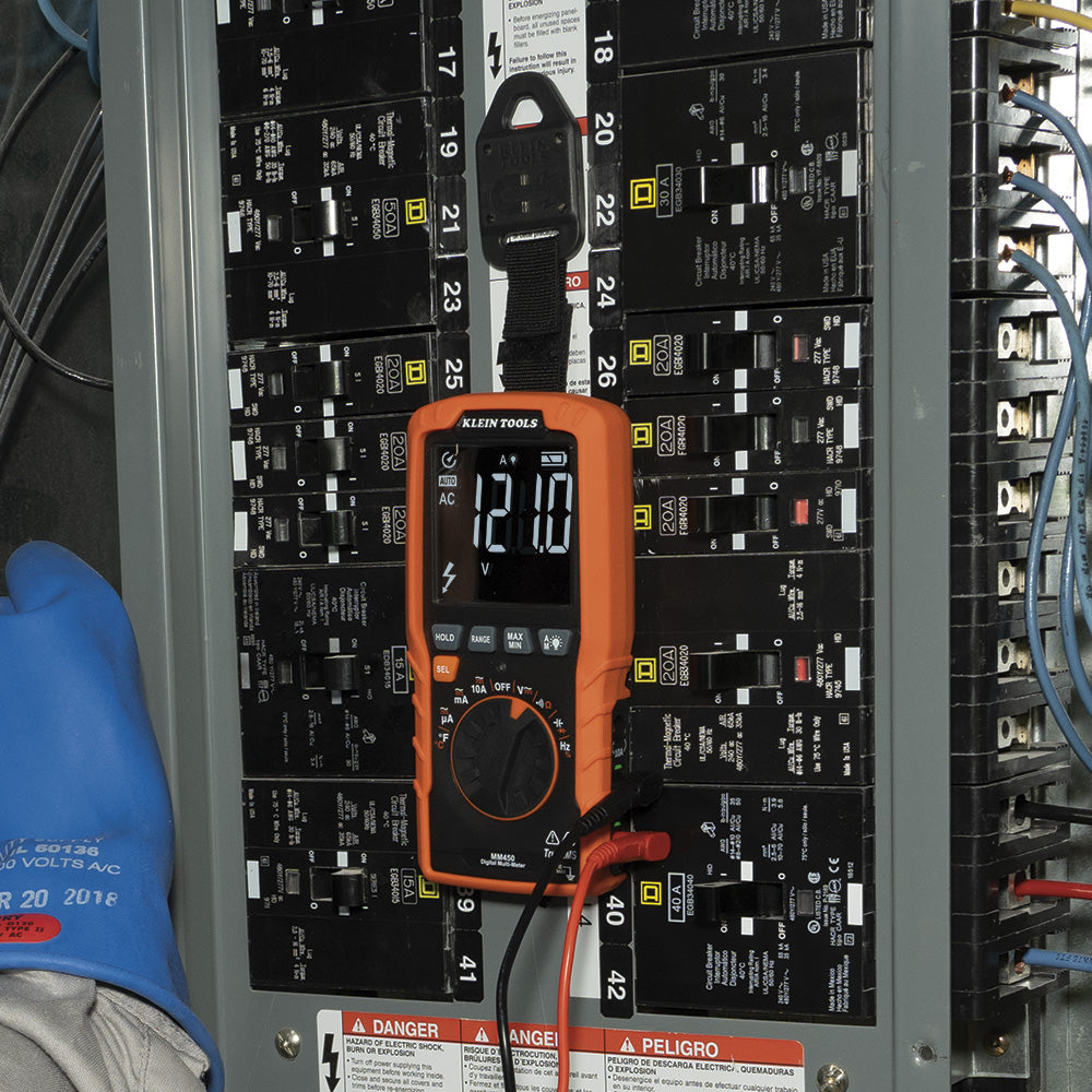 Klein Slim Digital Multimeter, TRMS Auto-Ranging, 600V, Temp